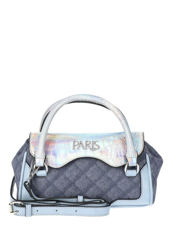 Paris Hilton Handbags - Aris Iridescent Flap Denim Satchel in Light Blue